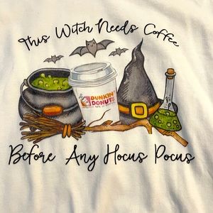 NWOT white long sleeve hoodie. This witch needs coffee before any hocus pocus